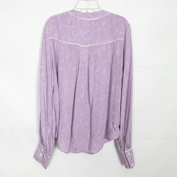 Free People Womens Top S Star Print Oversized Pin Tuck Boho Relaxed Minimalist - Picture 6 of 10